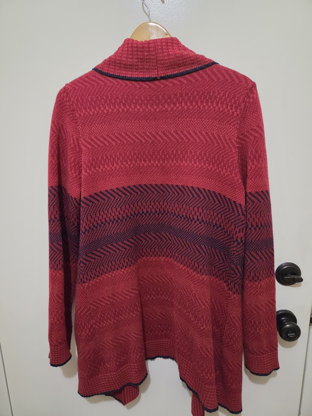 CAbi Red Open-Front Patterned Cardigan Sweater - Picture 7 of 10